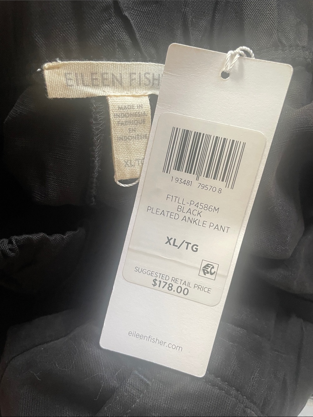 Eileen Fisher Linen Blend Pleated Tapered Pant Size XL Comfort Pull On Coastal - Picture 6 of 11